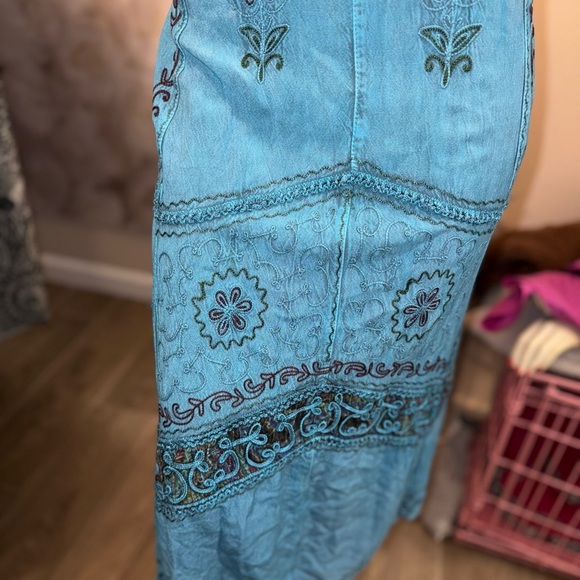 Ludy" Blue Bohemian Midi Dress - 100% Viscose - One Size - Picture 5 of 15